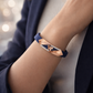 Luxury Navy Blue Silicone Bracelet with Rose Gold Butterfly & Diamond Detail