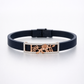 Designer Black Silicone Bracelet with Rose Gold Floral Charm & Diamond Frame