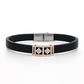 Luxury Black Silicon Matte Bracelet with Rose Gold Dual Diamond Square Design