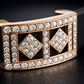 Luxury Black Silicon Matte Bracelet with Rose Gold Dual Diamond Square Design