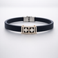 Luxury Black Silicon Matte Bracelet with Rose Gold Dual Diamond Square Design
