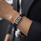 Luxury Black Silicon Matte Bracelet with Rose Gold Dual Diamond Square Design