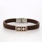Luxury Black Silicon Matte Bracelet with Rose Gold Dual Diamond Square Design