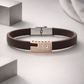Elegant Coffee Brown Matte Bracelet with Rose Gold Diamond Centerpiece