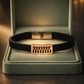 Premium Black Silicon Bracelet with Rose Gold Diamond Rectangular Motif