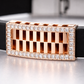 Premium Black Silicon Bracelet with Rose Gold Diamond Rectangular Motif