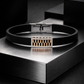 Premium Black Silicon Bracelet with Rose Gold Diamond Rectangular Motif