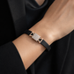 Modern Designer Black Silicon Bracelet with Rose Gold Diamond Detailing
