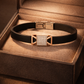 Modern Designer Black Silicon Bracelet with Rose Gold Diamond Detailing