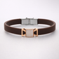 Modern Designer Black Silicon Bracelet with Rose Gold Diamond Detailing