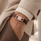 Modern Designer Black Silicon Bracelet with Rose Gold Diamond Detailing