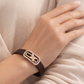 Luxury Brown Silicon Bracelet with Rose Gold Butterfly & Diamond Frame