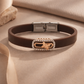 Luxury Brown Silicon Bracelet with Rose Gold Butterfly & Diamond Frame