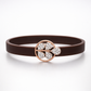 Elegant Brown Silicon Bracelet with Rose Gold Clover & Diamond Accents