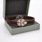 Elegant Brown Silicon Bracelet with Rose Gold Clover & Diamond Accents
