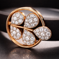 Elegant Brown Silicon Bracelet with Rose Gold Clover & Diamond Accents