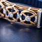 Premium Navy Stretch Bracelet with Rose Gold & Diamond Accents