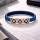 Premium Navy Stretch Bracelet with Rose Gold & Diamond Accents