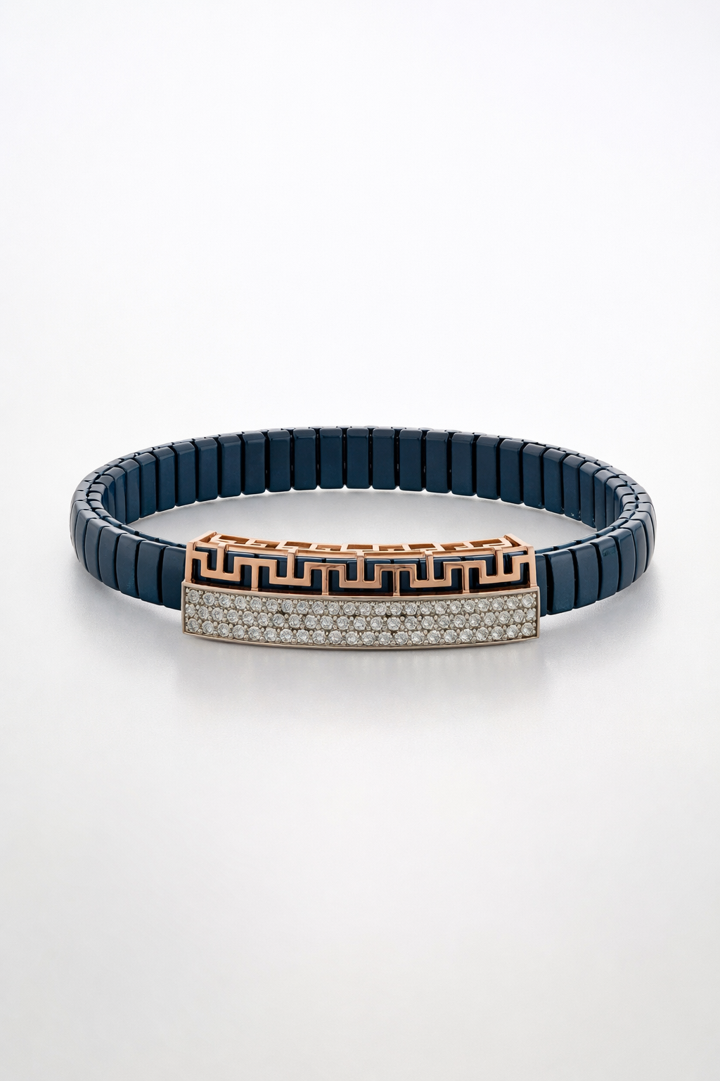 Aurelian Keyline Pavé Bracelet in Deep Blue Belt & Rose Gold