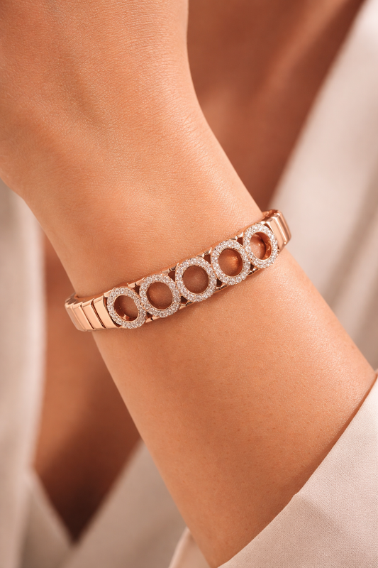 Eternity Halo Symphony Bracelet in Rose Gold & Diamond Accents