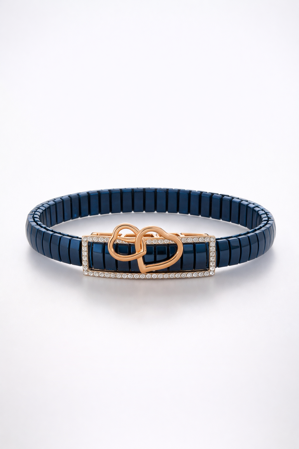 Eternal Bond Embrace Bracelet in Deep Blue Enamel & Rose Gold