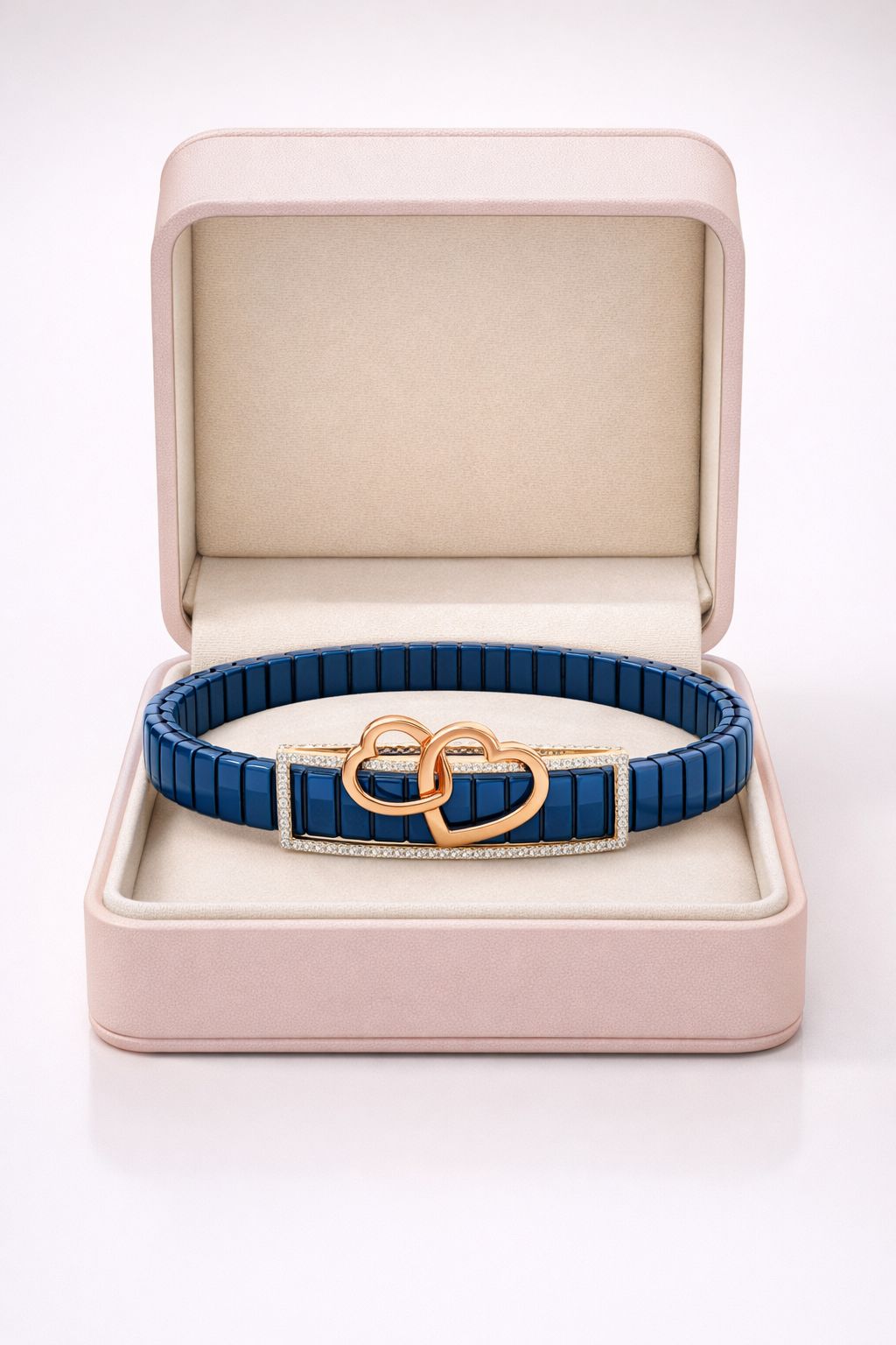 Eternal Bond Embrace Bracelet in Deep Blue Enamel & Rose Gold