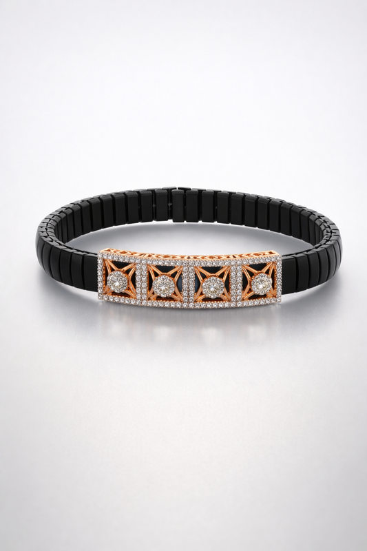 Imperial Starline Diamond Bracelet in Black Enamel & Rose Gold