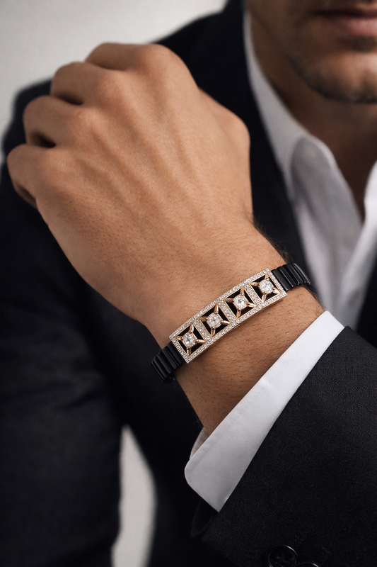 Imperial Starline Diamond Bracelet in Black Enamel & Rose Gold