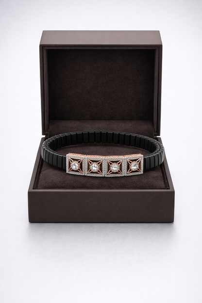 Imperial Starline Diamond Bracelet in Black Enamel & Rose Gold