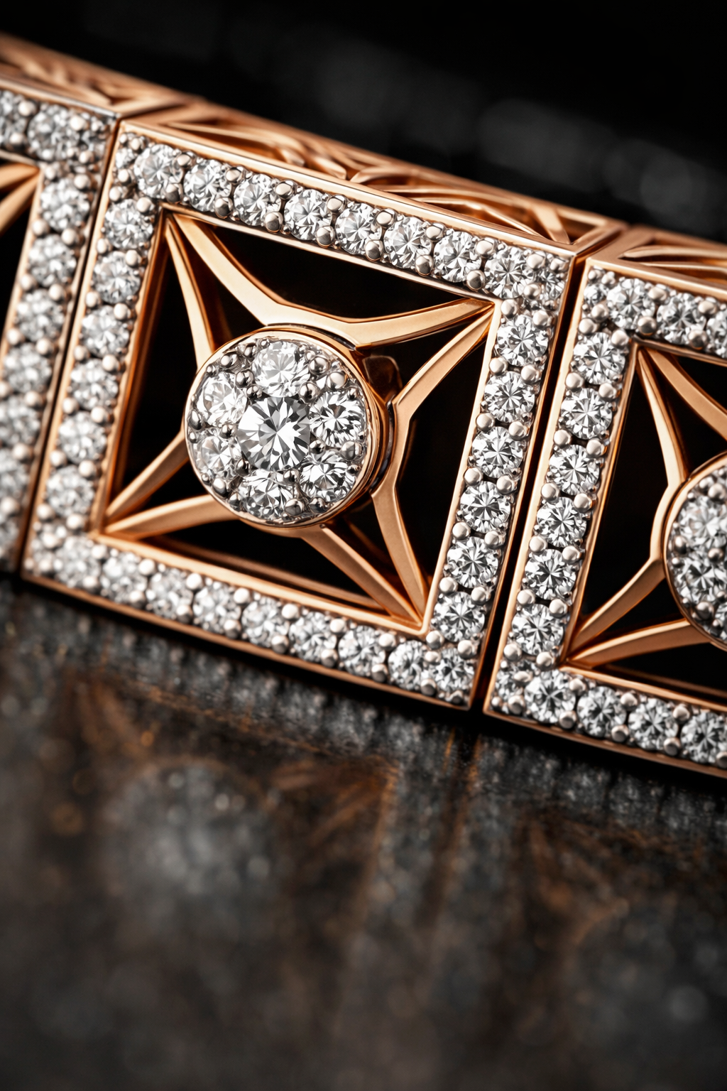 Imperial Starline Diamond Bracelet in Black Enamel & Rose Gold