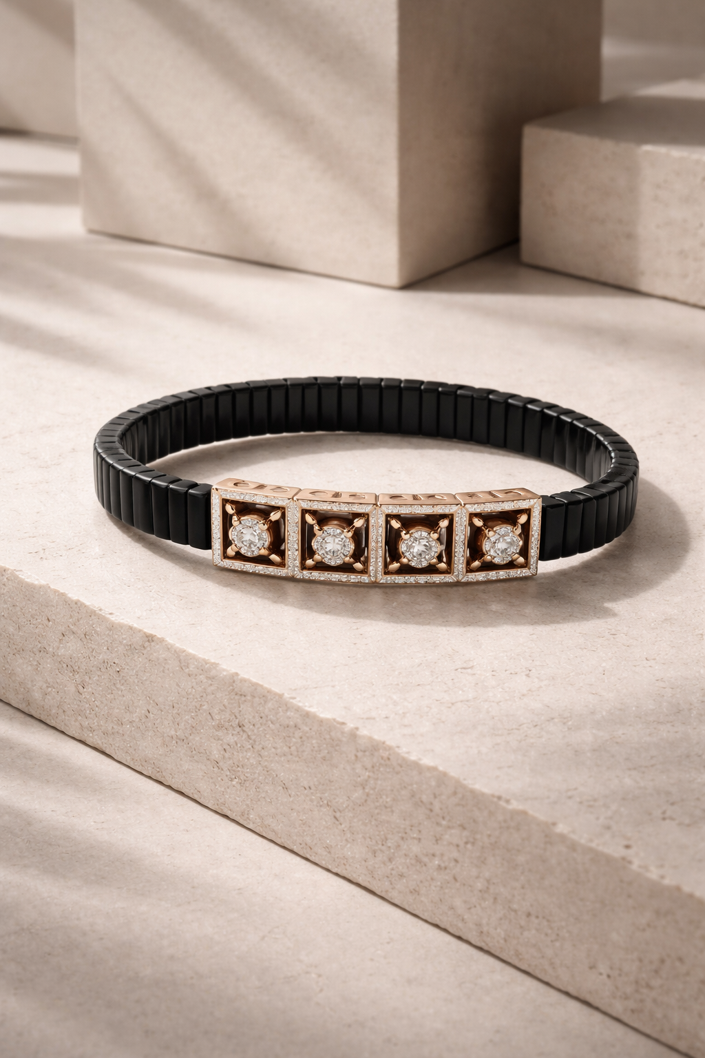 Imperial Starline Diamond Bracelet in Black Enamel & Rose Gold