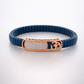 Sacred Om Lumière Bracelet in Deep Blue Enamel, Rose Gold & Diamond Pavé