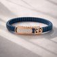 Sacred Om Lumière Bracelet in Deep Blue Enamel, Rose Gold & Diamond Pavé