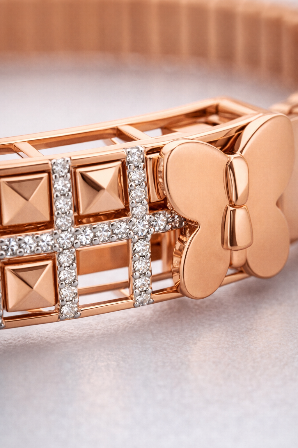 Monarch Butterfly Mosaic Bracelet in Rose Gold & Diamond Accents