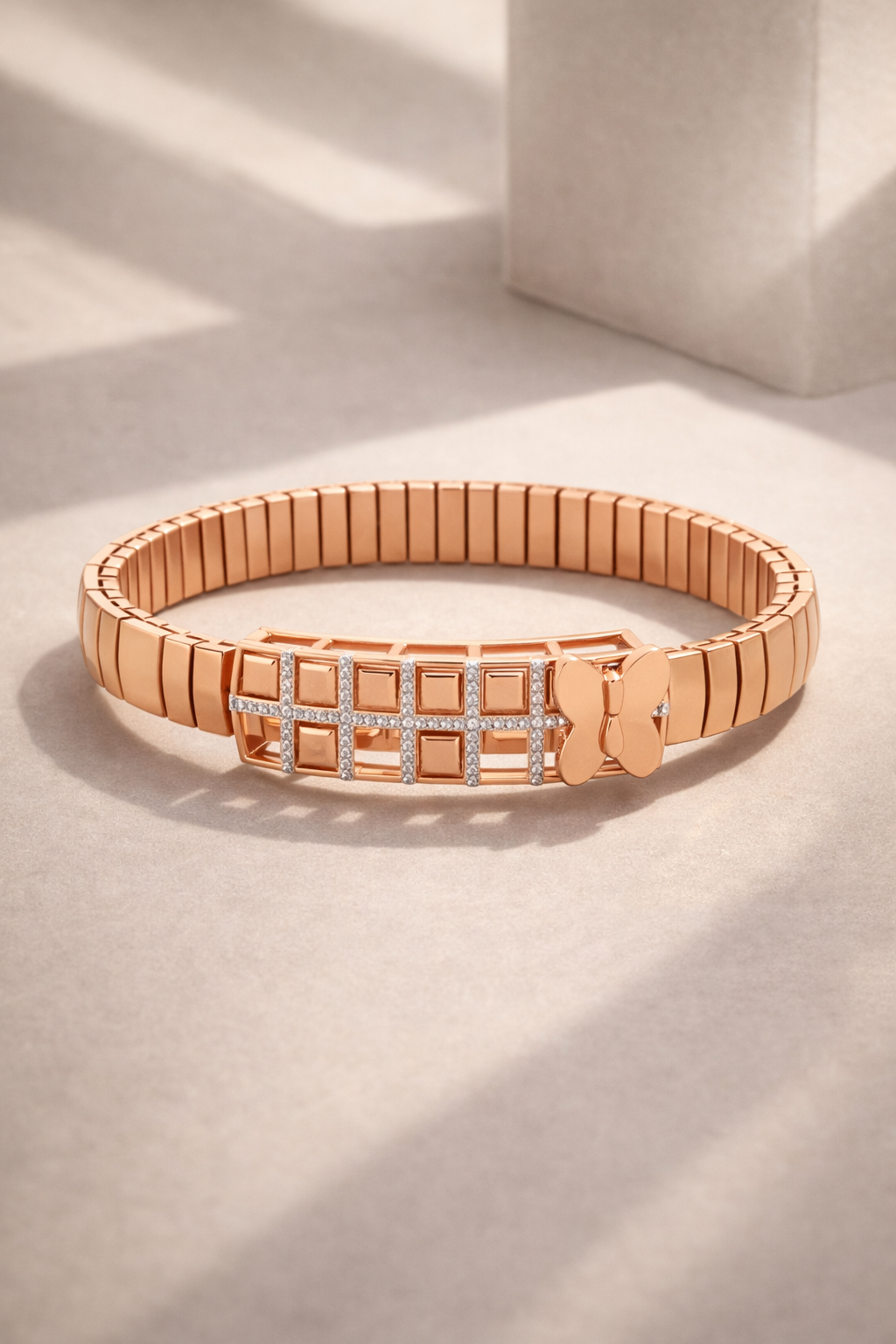 Monarch Butterfly Mosaic Bracelet in Rose Gold & Diamond Accents