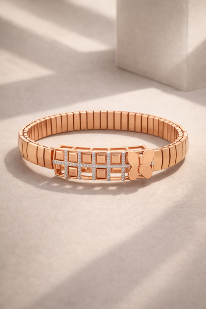 Monarch Butterfly Mosaic Bracelet in Rose Gold & Diamond Accents