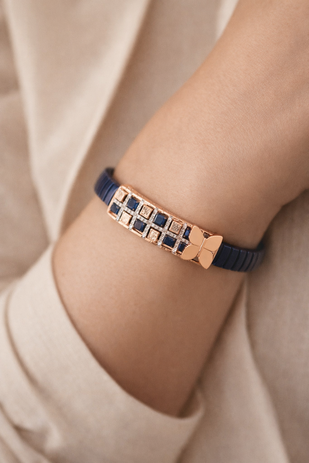 Monarch Butterfly Mosaic Bracelet in Rose Gold & Diamond Accents