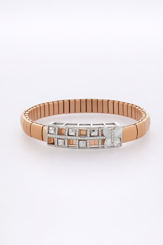 Monarch Butterfly Mosaic Bracelet in Rose Gold & Diamond Accents