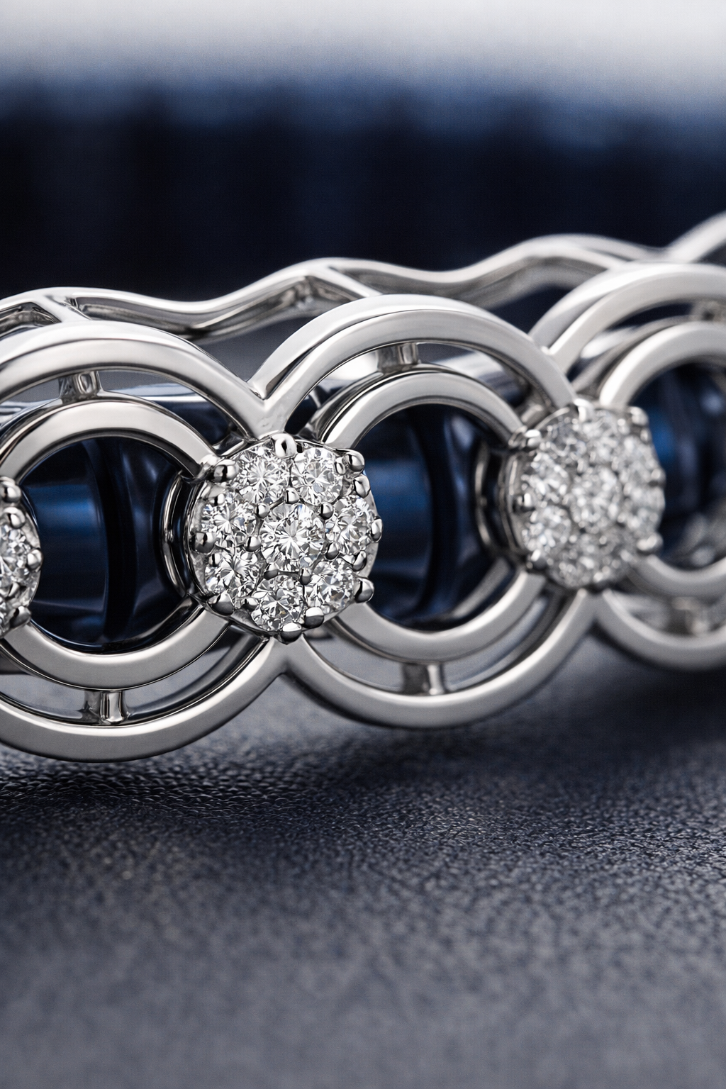 Eternis Circle Harmony Bracelet in Deep Blue Enamel & Diamond Accents