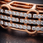Noir Radiance Rail Bracelet in Black Enamel, Rose Gold & Diamond Pavé