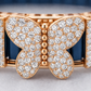 Celeste Butterfly Unisex Bracelet in Deep Blue Enamel with Diamond Accents
