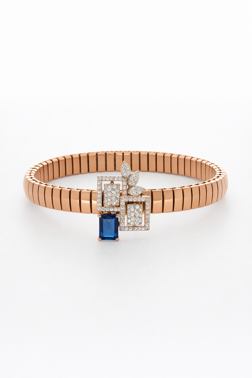 Aurevoir Sapphire Frame Bracelet in Rose Gold & Diamond Pavé