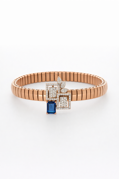 Aurevoir Sapphire Frame Bracelet in Rose Gold & Diamond Pavé
