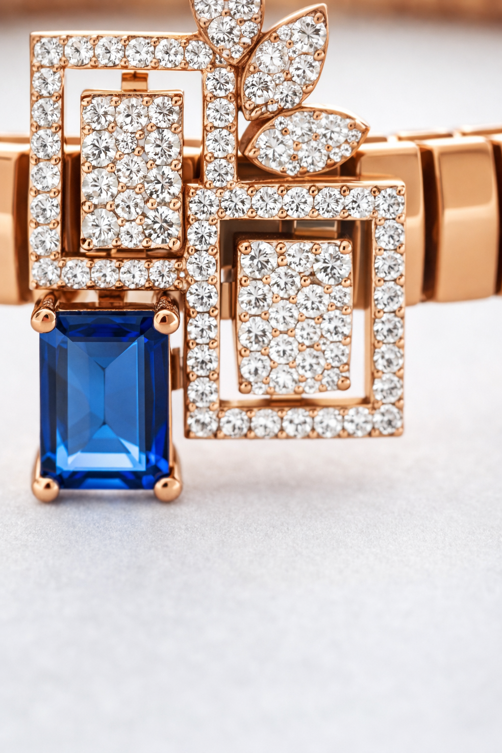 Aurevoir Sapphire Frame Bracelet in Rose Gold & Diamond Pavé