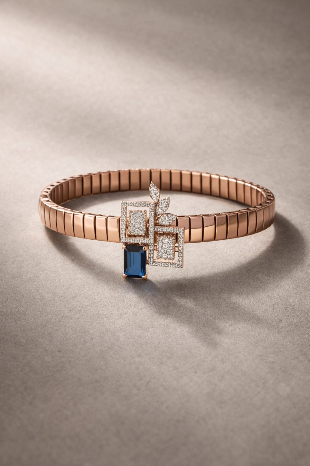 Aurevoir Sapphire Frame Bracelet in Rose Gold & Diamond Pavé