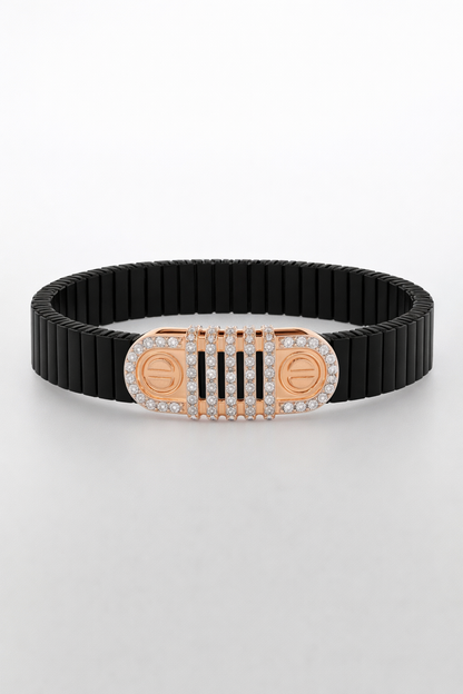 Nocturne Elite Bracelet in Black Enamel with Diamond Crest