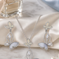 Elegant Silver Mother of Pearl Butterfly Pendant Necklace & Drop Earrings Jewelry Set