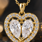 Elegant Gold Twin Heart Halo CZ Pendant Necklace