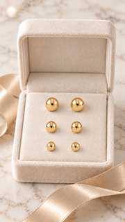 Polished Ball Stud Earrings Set – 3 Sizes - Aaryahi Silver jewellery product photo