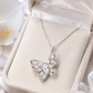 Elegant Silver Butterfly Marquise CZ Pendant Necklace